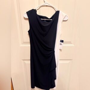 Chaps Asymmetrical Black and White Dress